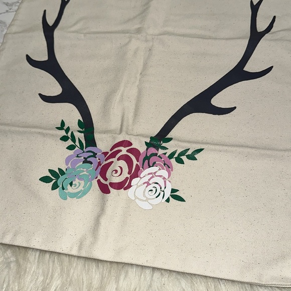 Floral Antler Canvas throw pillow cover - Picture 2 of 4